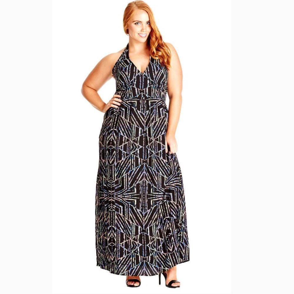 CITY CHIC | Mirrored Geo Maxi Dress